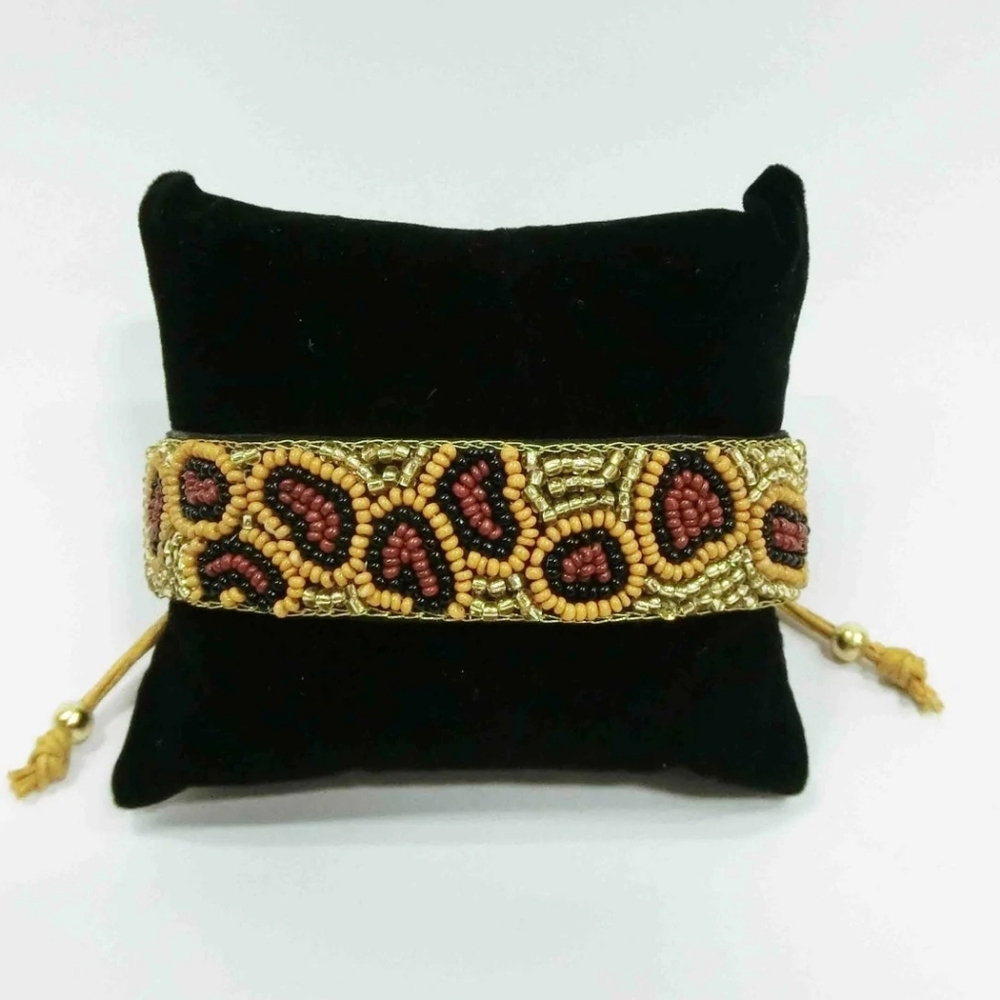 Handmade heart leopard bracelet adjustable tie tassle boho